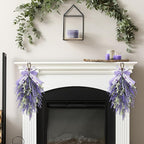 nuvagiki Lavender Teardrop Swag, 2 Pack 24 Inch Front Door Swag Wreaths, Spring Summer Rustic Farmhouse Door Decor, Purple Floral Hanging Swag for Porch