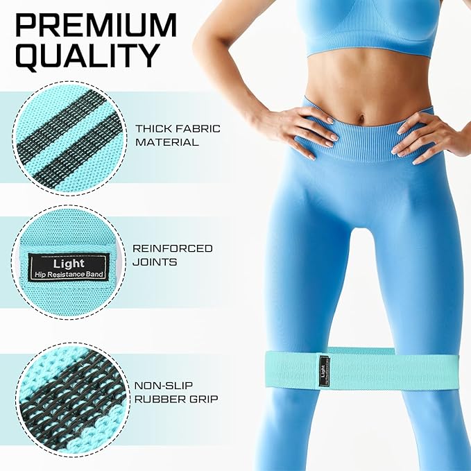 12 Pcs Fabric Resistance Bands for Working Out Booty Workout Stretch Exercise Bands Non Slip for Legs Squat Resistance Loop for Women Men Starter Butt Hip Thigh Fitness
