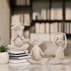 Suoedd Sandstone Frog Figurines Yoga Decor Set of 3 –Frog Yoga Statues for Modern Living Room Table Office Bookshelf Shelves Home Sculptures Decor