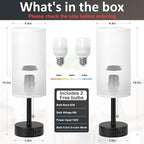 Fenmzee White Bedside Table Lamps Set of 2-3 Color Temperatures Pull Chain Lamp with AC Outlet Charging Port, Round Night Stand Lamps for Bedroom Office, Small Bed Side Light with E26 LED Bulbs