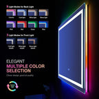 LOAAO 32"X32" LED Bathroom Mirror with Lights, Anti-Fog, Dimmable, RGB Backlit + Front Lighted, Bathroom Vanity Mirror for Wall, Memory Function, Waterproof, Tempered Glass