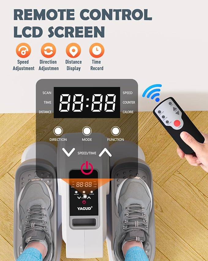 Under Desk Machine, Electric Elliptical Leg Exerciser for Senior, 13 Adjustable Speeds Quiet and Portable Seated Pedal Exerciser for Training with Remote Control