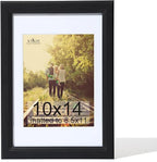 KTKDE 10x14 Picture Frame,Display Pictures 8.5x11 with Mat or 10x14 Without, Tempered Glass,14 by 10 Black Wooden Frame Wall Gallery Poster Frame best gift