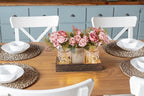 Mkono Mason Jar Lights Centerpiece Table Decor for Dining Room Farmhouse Wood Tray with 3 Jars Flowers Valentines Day Decoration for Coffee Table Kitchen Living Room Wedding