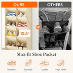 Lifewit 6 Tier Over the Door Shoe Organizer with 11 Large Deep Pockets, Fabric Hanging Shoes Shelf for Closet, Dorm Storage, Fit Up to 12 Pair Shoe Rack Holder for Sneakers, Boots, Beige
