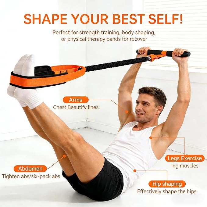 2026 New Pedal Resistance Band with Handle, Natural Rubber Foot Pedal Resistance Bands, Multifunction Fitness Bands for Abdomen, Waist, Arm, Leg (53 LBS)