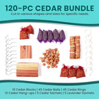120 Variety Pack - Lavender and Cedar for Closets - Alternative for Clothes Storage - Closet Protection Scent Bags - Natural Freshner Hanger Rings - Scented Air Freshener for Closets