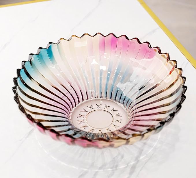 MAGCOLOR 12 inch Diameter Crystal Glass Colorful Fruit Bowl kitchen decor accessories