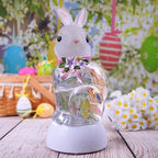 Spring Rabbit Snow Globe Lantern, Rabbit Snowglobe Decor with Swirling Glitter, 6H Timer, USB or Battery Powered, Bunny Decoration for Spring Party Easter Day Decor and Gift (Rabbit)
