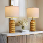 USumkky 20.5" Gold Modern Ceramic Bedside Lamp Set of 2 for Bedroom Decor Farmhouse Table Lamp for Living Room Office Dorm