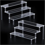 2 Packs Acrylic Display Stand Riser,3 Tier Perfume Organizer Cupcake Stand Acrylic Pop Shelves Holder,Clear Desk Display Shelf for Figure,Trinket,Collectibles,Dessert Stands for Party Decor-11.6in