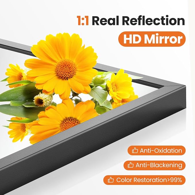 Sweetcrispy 38"x30" Arched Black Bathroom Mirrors for Wall, Bathroom Mirrors for Over Sink, Metal Framed with HD Shatter-Proof Glass for Entryway, Living Room, Bedroom, Home Decor