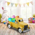 Vintage Farmhouse Yellow Fall Truck Decor, Rustic Metal Car Trucks Decors, Indoor Kitchen Storage Decorations, Outdoor Farm Pick-up Collectible Sunflower Pumpkin Vehicles