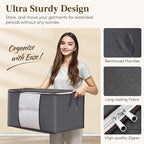 Lifewit 9 Pack 90L Clothes Storage Bins with Lids, Foldable Blanket Storage Bags with Zippers, Clear Window and Reinforced Handles, Closet and Organization for Clothing, Sweater, Comforter, Bedding