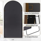 Antok 81" x 41" Full Length Mirror, Floor Mirror Arched Window Decorative Mirror, Metal Framed Decor Farmhouse Floor Mirrors Art Pane Mirrors Wall Decor for Bedroom, Living Room, Entryway Black