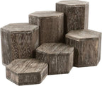 MOOCA Wooden 6 Pcs Hexagon Risers for Display Jewelry and Accessories Display Stand, Coffee