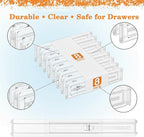Acrylic Drawer Dividers for Clothes, Adjustable 11–20.8 Inch Expandable Deep Dresser Drawer Dividers, Clear Drawer Separators for Baby Clothes, Underwear, Kitchen, Office & Home Storage