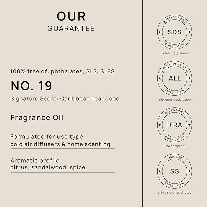 VINEVIDA [4 Fl Oz] Caribbean Teakwood Diffuser Oil - Hotel Collection Diffuser Oil, Hotel Scent Diffuser - Fragrance Oil for Cold Air Diffuser - Hotel Oil Scents - Hotel Scent Home