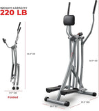 Sunny Health & Fitness Foldable Air Walk Elliptical, 30" inch Long Stride Full-Body Cardio Cross Trainer Glide Exercise for Home Office, SunnyFit App via Bluetooth with Optional Adjustable Resistance