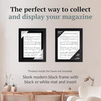 Creative Picture Frames 9 x 12 Magazine Frame with Full-Strength Glass, Holds Up To A 1/4" Thick Media with Installed Hangers for Easy Mounting, 11x14 Black Frame with Black Mat