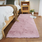 Ghouse Ultra Soft Faux Rabbit Fur Rug 3x5, Machine Washable Area Rugs for Bedroom Fluffy Rugs for Living Room, No-Shedding Carpet Sheepskin Rug Pink