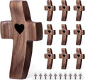 10-Pack Wooden Cross Fidget, Handmade Pocket Wood Crosses, Cross My Heart | Encouragement Gift, Relieve Anxiety for Yourself, Inspirational Easter Gift for Christian Faith, Prayer, Father Day Gifts
