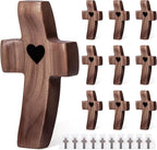 10-Pack Wooden Cross Fidget, Handmade Pocket Wood Crosses, Cross My Heart | Encouragement Gift, Relieve Anxiety for Yourself, Inspirational Easter Gift for Christian Faith, Prayer, Father Day Gifts