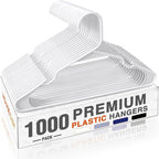 HOUSE DAY 1000 Pack Plastic Clothes Hangers, Commercial Bulk Shipment for Business, Sturdy Durable Notched Hangers Ideal for Retail Dry Cleaners Warehouses, Save Cost & Warehouse Space - White