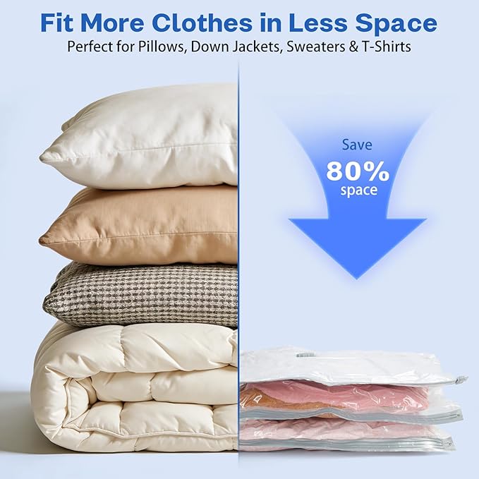 Vacuum Seal Bags For Clothing Travel With Wireless Electric Pump，12 Combo Space Saver Vacuum Storage Bags In 3 Sizes，Compression Travel Packing For Luggage,Ideal For Air Planes, Apartments