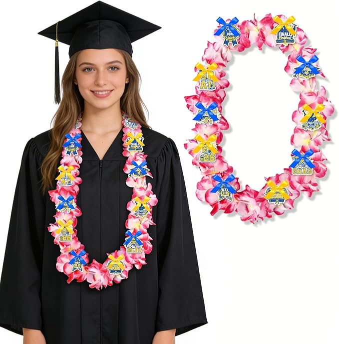 Leis for Graduation 2026, Artificial Flower Wreath with Cards Graduation Lays Gifts, Congrats Grad for High School