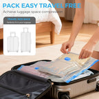 ANBIUX Vacuum Bags for Travel with Rechargeable air Pump, 16 Pack Carry-on Size Compression Packing Bags for Luggage and Suitcase, Space Saver for Clothes and Clothing Travel 16 PACK+PUMP