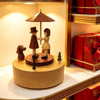 Briskfeel Wooden Music Box with Rotating Couple Holding up an Umbrella - Plays You are My Sunshine Mechanical Musical Box - Gift for Birthday, Valentine's Day, Wedding, Anniversary