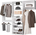 ROOMTEC Modular Closet System, 84" Wall Mounted Modern Closet Organizer with Hanging Rods and Shoe Shelf, Wooden Tower for Walk-In Closets, Wardrobe Storage Kit, White