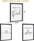 Set of 3 Framed Farmhouse Give it to God and Go to Sleep Signs 11x14” Above Bed Wall Decors for Bedroom Wood Signs (11x14 inches, Black)