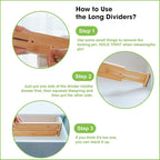 ANTOWIN Bamboo Drawer Dividers Organizers 16pcs, Expandable Drawer Separators Splitter, 17-22 inches Long Adjustable Spring-loaded Organizer for Large Utensil, Clothes, Tools Drawers (8+8)