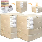2 Pack Space Saving Comforter Storage Bag with Handle, 3-Layer Compression Blanket Storage Bags Adjustable In 3 Sizes (142L, 107L, 71L), Washable Bedding Organizer For Pillow Duvet Clothing Plush Toy