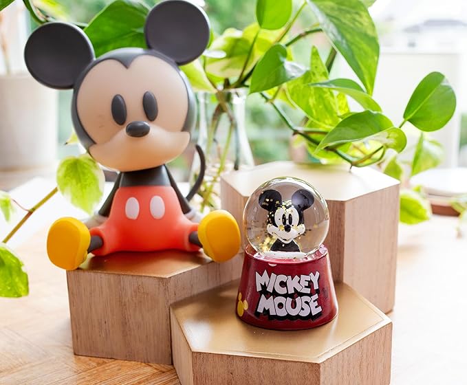 Silver Buffalo Disney Classics Mickey Mouse Icon Toss Logo Boxed 45mm Light Up Snow Globe