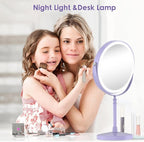 DEIOVWXS Makeup Mirror, 3000mAh Rechargeable Double-Sided Magnifying Vanity Mirror with 3 Colors, 1X/10X, Adjustable Brightness, Gift for Mom, Mothers Day, Women, Wife, Girls, Dorm Room Essential