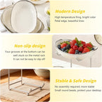 jessie 2 Tier Ceramic Fruit Bowl for Kitchen Counter with Metal Rack, Fruit Basket with Stand, Porcelain Bowls for Vegetable Bread Candy Snack Nuts Dessert Cake Tray (Silver 2 layer)