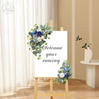 Odouzy Artificial Wedding Arch Flowers for Wedding Sign,Set of 2 for Welcome Ceremony Sign,Faux Floral Swags,Wedding, Banquet and Reception Backdrop Floral Decoration (Blue)