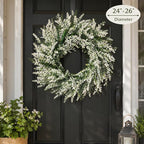 26'' Large Lavender & Eucalyptus Wreath for Front Door - Artificial Eucalyptus Leaves Greenery Outdoor Wreath for Wedding Farmhouse Porch Wall Room Home Decor (White)