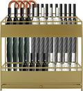 Umbrella Holder Entryway, Umbrella Stand Rack 26.8*12.6*27.6in Metal Square Umbrella Rack Organizer Removable Drip Tray Open Design Hollow-Out Design Drip Tray Handle Raised Feet