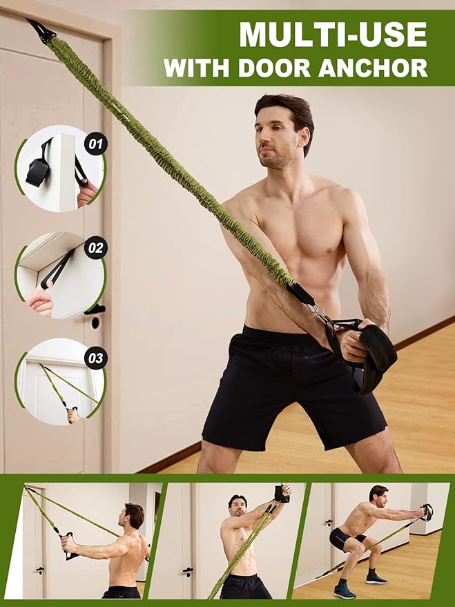 Pilates Bar Kit with Resistance Bands,260LBS Heavy Duty Resistance Bands for Working Out, Strength Pilates Equipment with Handles Door Anchor, Versatile Pilates Kit for Man Woman Full-Body Workouts