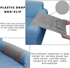 NB Sofa Armrest Organize Remote Holder Bedside Caddy Organizer With 5 Pockets，Non-Slip Couch Remote Control Holder Couch Armchair Caddy Accessories (Gray, 35''X18'')