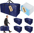 Extra Large Storage Bags Set Heavy Duty Moving Totes Strong Handles, Waterproof Dual-Way Carrying Design For Dorm Room Essentials,Christmas Storage bag(Blue,4 Moving bag & 10 Vacuum Seal Bags)