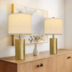 G-SAFAVA 20.5" Small Table Lamps for Living Room Lamp Set of 2 Ceramic Lamps for Bedroom Bedside Lamps Modern Boho Lamps for Night Stands Farmhouse Nightstand Lamp Side End Table Lamp, Gold