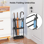 Umbrella Stand with Drying Stone, Steel Umbrella Holder Rack, Organizer for Entryway, Mudrooms, Office, Black