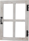 Sintosin Small Rustic Window Frame Wall Decor 12 X 16 Inch, Hanging Handmade Washed White Wooden Farmhouse Faux Window Wall Decor for Living Room Bedroom Entryway Hallway, Horizontal or Vertical