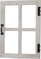 Sintosin Small Rustic Window Frame Wall Decor 12 X 16 Inch, Hanging Handmade Washed White Wooden Farmhouse Faux Window Wall Decor for Living Room Bedroom Entryway Hallway, Horizontal or Vertical