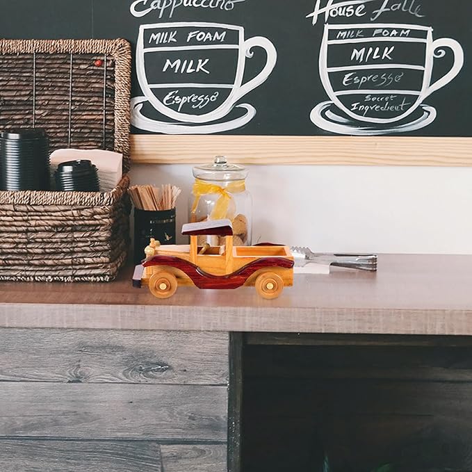 BESPORTBLE Vintage Wooden Car Model Decor Retro Wood Craft Ornament for Home Desktop Lightweight and Chic Rustic Vehicle Decoration Creative Collectible Gift for Model Enthusiasts